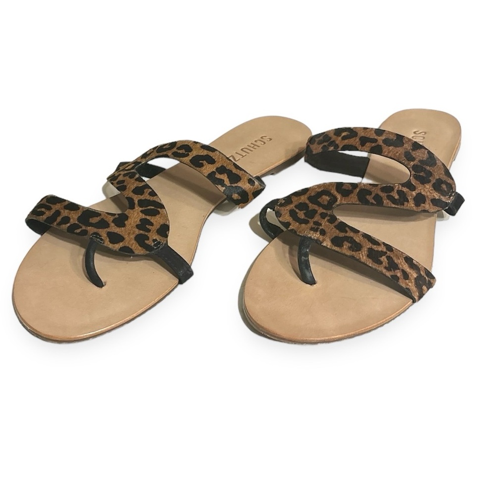 SCHULTZ Erzeli Leopard Print Calf Hair Sandal
